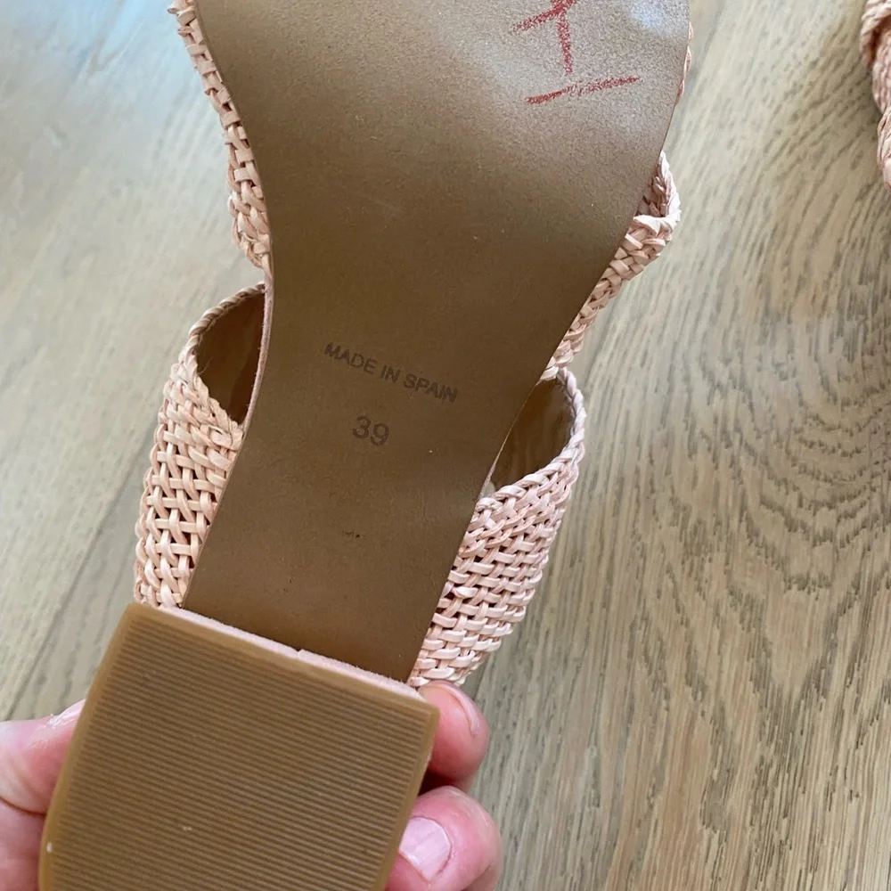 Anthropologie raffia heel sandal blush pink size 8 (39) - Picture 6 of 10
